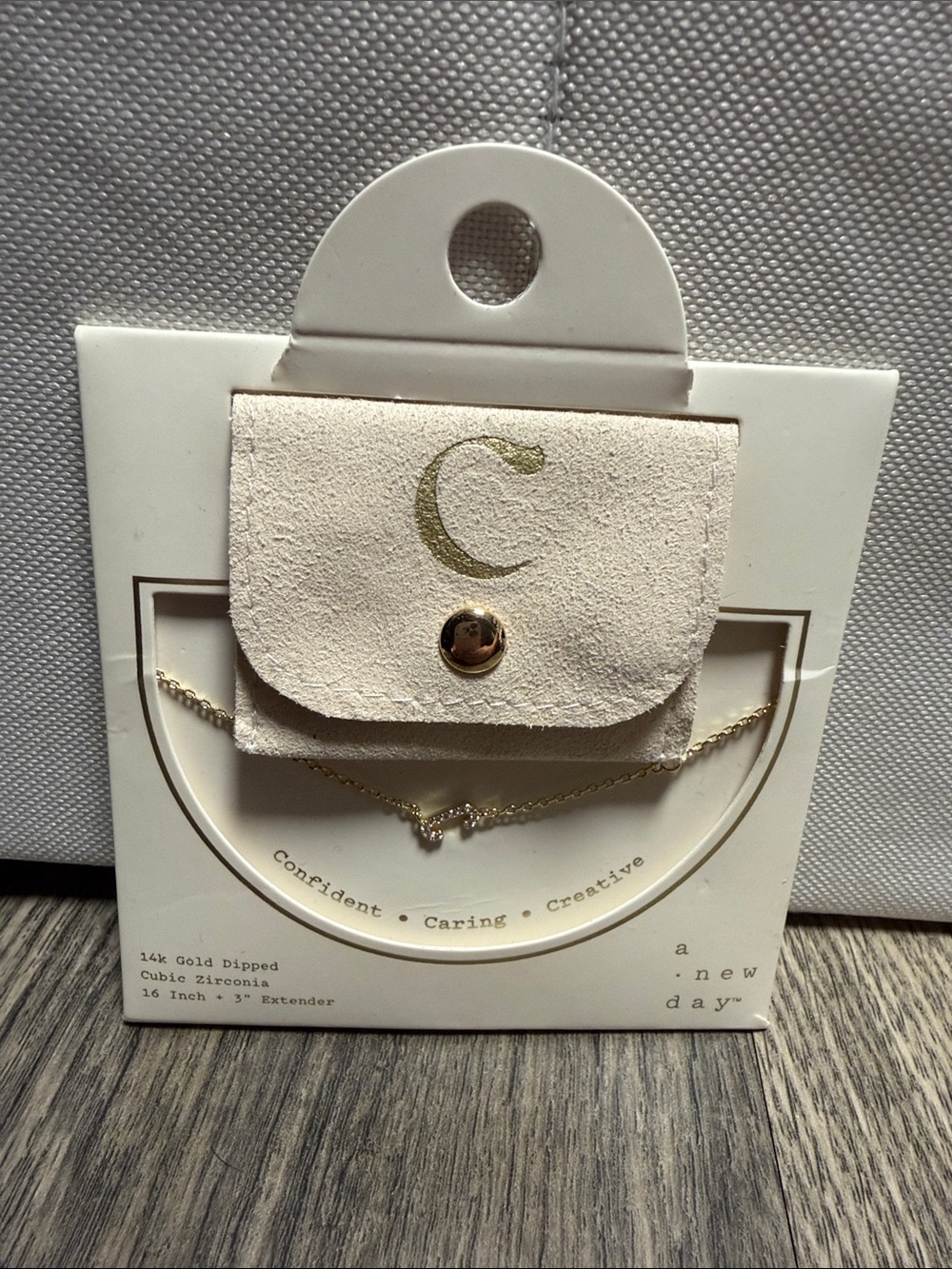 a new day Cream Suede Mini Pouch with Gold Accent NWT